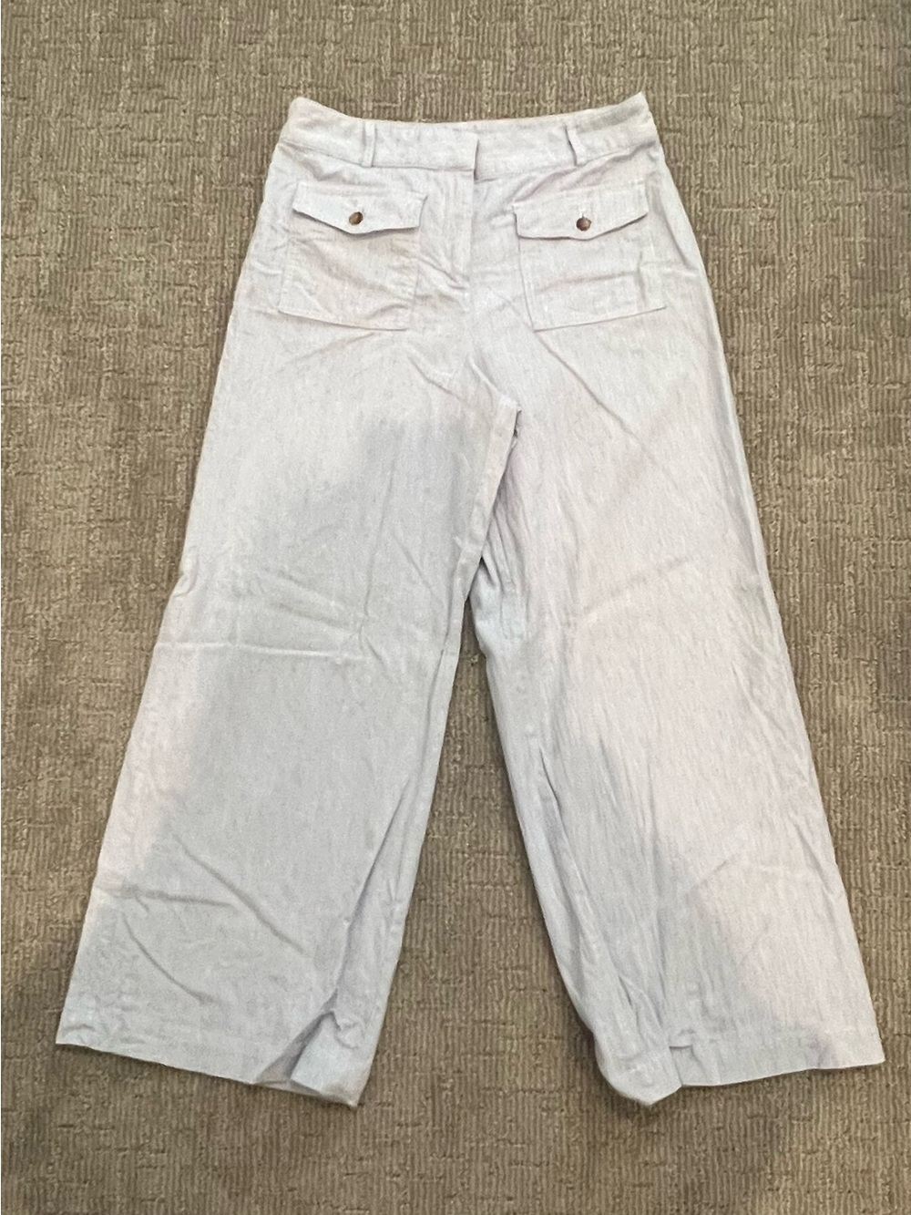 LOFT Light Blue and White Wide-Leg Women's Pants with Back Flap Pockets